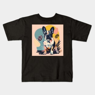 70s French Bulldog Vibes: Pastel Pup Parade Kids T-Shirt